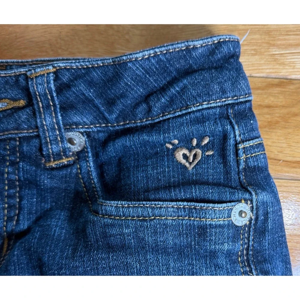 Justice Girls Denim Bermuda Shorts Dark Wash Cuffed Simply Low Size 10S Stretch
